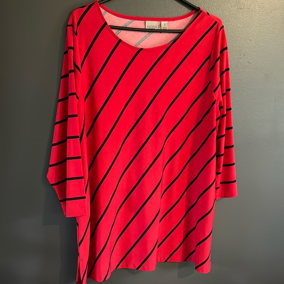 Red! Great looking striped Easywear by Chio's Tunic - Sz 3 (XL) - Picture 1 of 3